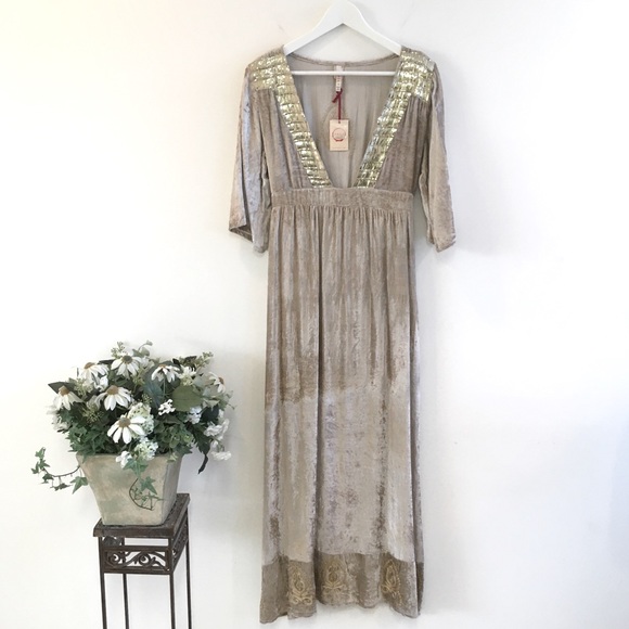 NWT Anthro RAGA Romantic Visions Deep V-Neck Dress - Picture 3 of 14